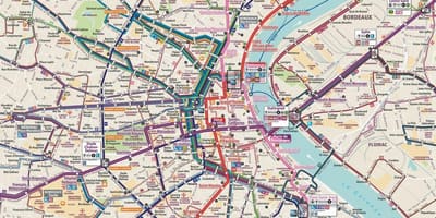 Bordeaux автобусны маршрут, газрын зураг